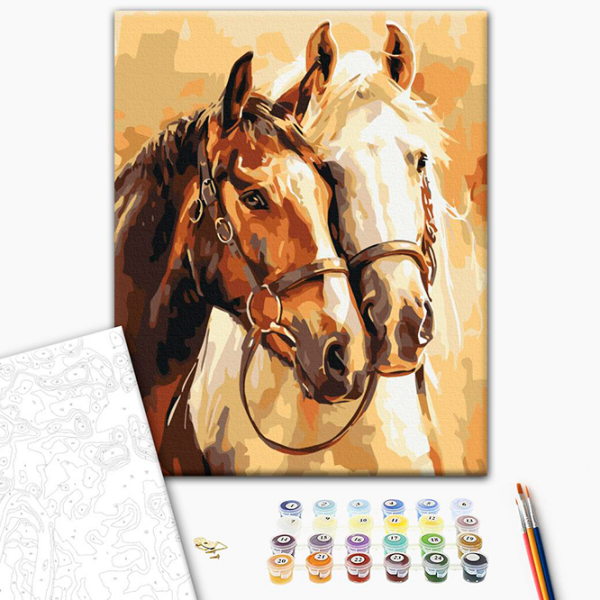 Pictură pe numere BrushMe Cai nobili RBS54019FC 40 x 30 cm, Pânză photo 2