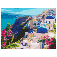 Pictură pe numere BrushMe Peisaj din Santorini RBS51589FC 40 x 30 cm, Pânză