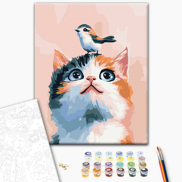 Pictură pe numere BrushMe Mici prieteni KBS0196FC 40 x 30 cm, Pânză photo 3