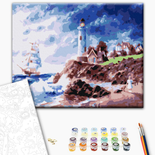 Pictură pe numere BrushMe Farul de pe insulă RBS22601FC 40 x 30 cm, Pânză photo 3