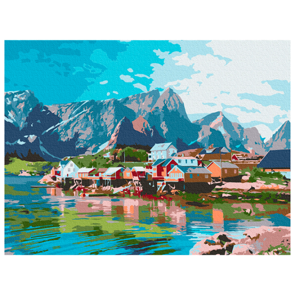 Pictură pe numere BrushMe Orașul în Munții de Cristal RBS52740FC 40 x 30 cm, Pânză photo 1