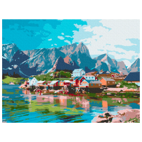 Pictură pe numere BrushMe Orașul în Munții de Cristal RBS52740FC 40 x 30 cm, Pânză
