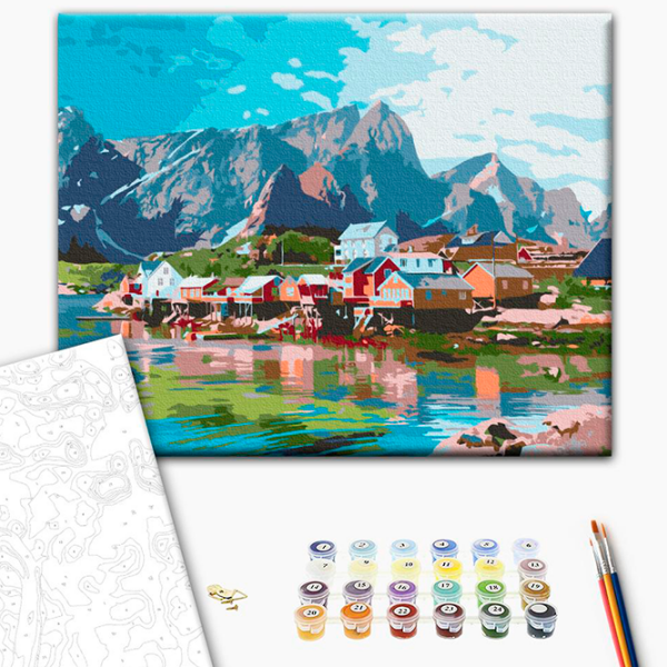 Pictură pe numere BrushMe Orașul în Munții de Cristal RBS52740FC 40 x 30 cm, Pânză photo 2