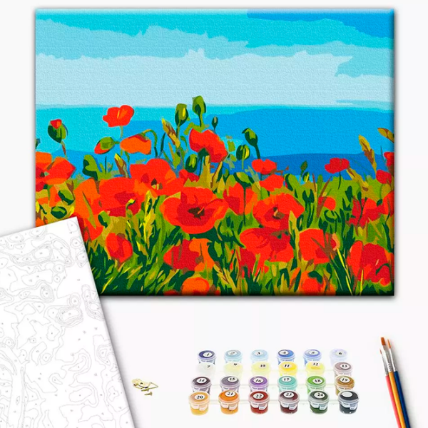 Pictură pe numere BrushMe Câmp de maci, Claude Monet RBS1005FC 40 x 30 cm, Pânză photo 3