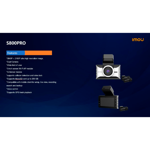 Cameră Auto IMOU S800 Pro + Rear Cam Black / Black photo 6