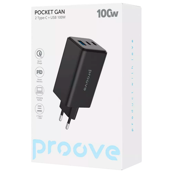 Încărcător de rețea Proove Pocket Gan Max (100 W) Black 5 A / Black photo 1