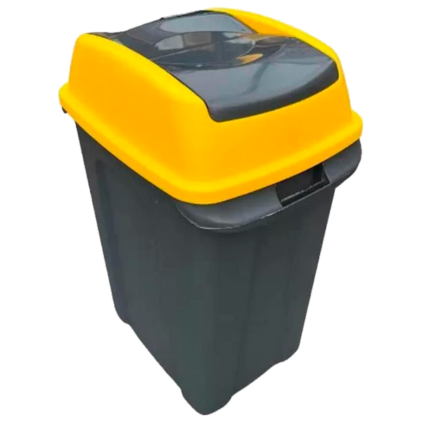 Coș de gunoi Planet Hippo Antracit Yellow Plastic, 50l photo 1