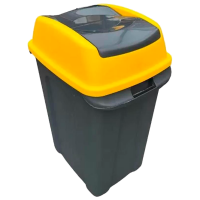 Coș de gunoi Planet Hippo Antracit Yellow Plastic, 50l