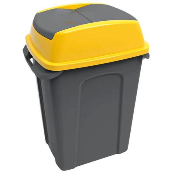 Coș de gunoi Planet Hippo Antracit Yellow Plastic, 50l photo 2