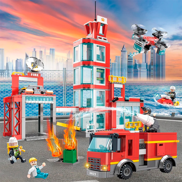 Constructor ChiToys Brigada de pompieri Red Numărul de piese 616, 6+ photo 3