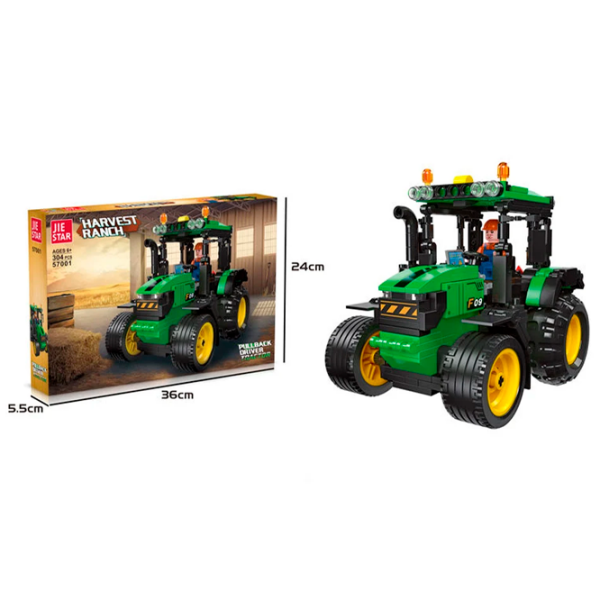 Constructor Richi Tichi Pullback Driver Tractor Green Numărul de piese 304, 6+ photo 2