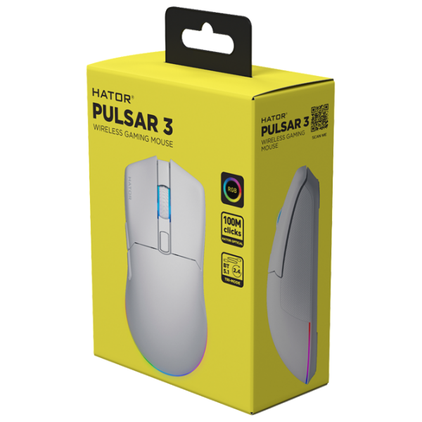 Мышь Hator Pulsar 3 Wireless Белый Беспроводные / 12000 dpi photo 3