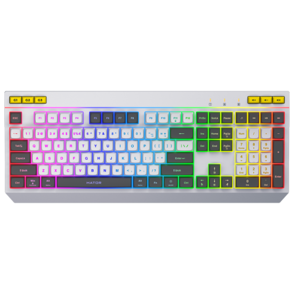 Tastatură Hator Icefall White Gaming, Cu fir photo 1