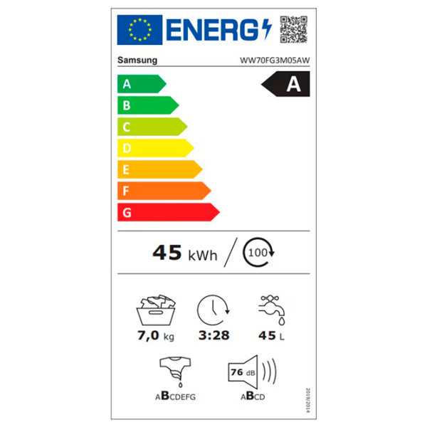 Mașină de spălat Samsung WW70FG3M05AWLF White 7 kg, 1400 rpm, A photo 10