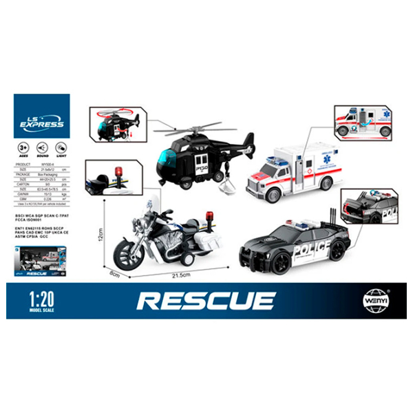Set de mașini Wenyi Rescue WY500-4
White
Black  photo 5