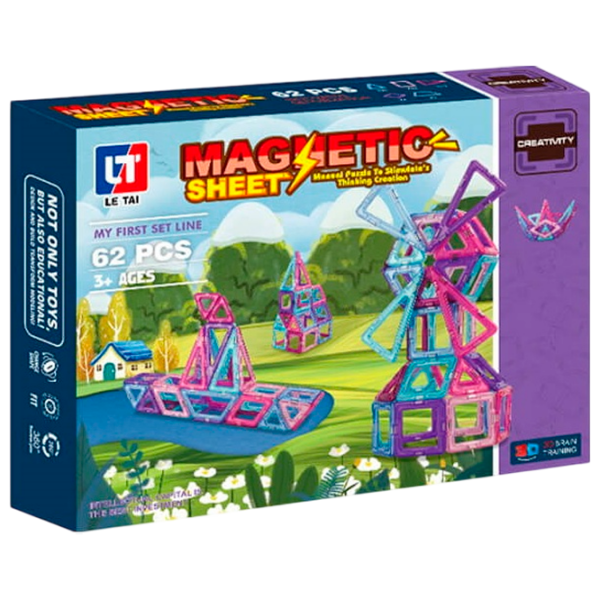 Constructor Le Tai Magnetic Sheet Violet Numărul de piese 62, 3+ photo 1