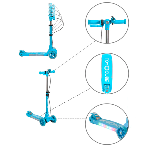 Trotinetă pentru copii cu trei roți Moni Toy Cube (MT.124650) Blue 3 ani, 50 kg, Din PU photo 4