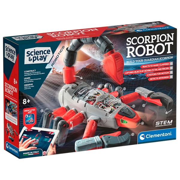 Constructor cu telecomandă Clementoni Scorpion Robot Gray Numărul de piese 115, 8+ photo 1