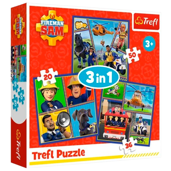 Puzzle Trefl Fireman Sam' day (34868 ) Количество деталей: 106, Рекомендуемый возраст: 4+ photo 1