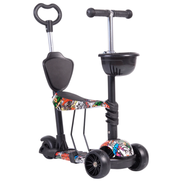 Детский трёхколёсный самокат Moni Pixy (MT.124641) Черный 3 года, 40 кг, Полиуретановые photo 1