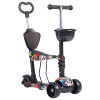 Детский трёхколёсный самокат Moni Pixy (MT.124641) Черный 3 года, 40 кг, Полиуретановые