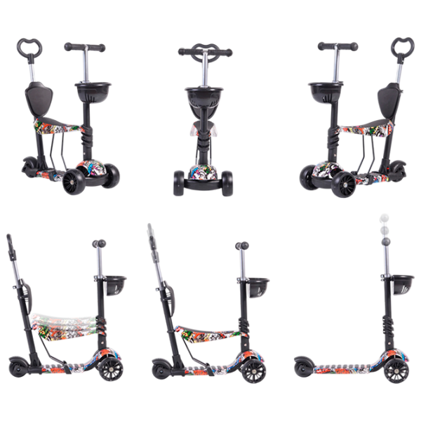 Детский трёхколёсный самокат Moni Pixy (MT.124641) Черный 3 года, 40 кг, Полиуретановые photo 8