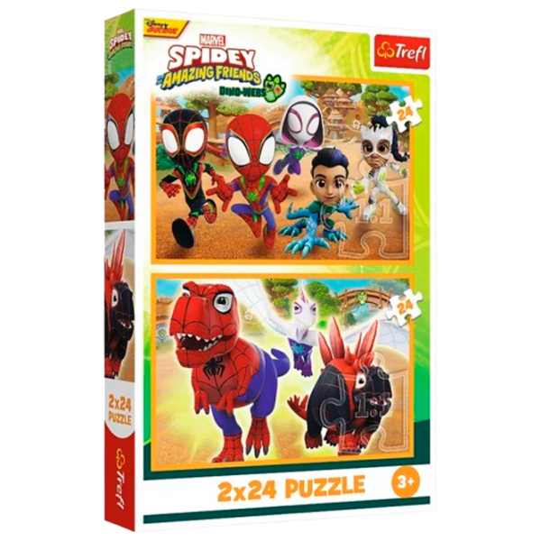 Puzzle Trefl Человек-паук и динозавры (34432) Количество деталей: 48, Рекомендуемый возраст: 3+ photo 1