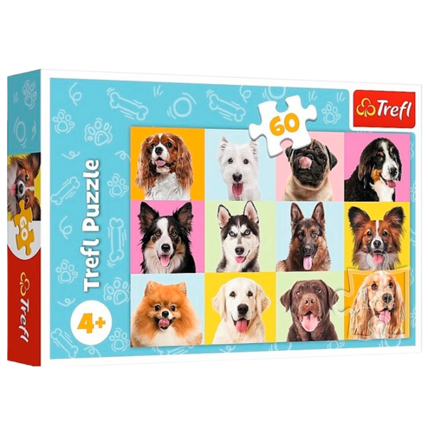 Puzzle Trefl Cute puppies (17374) Количество деталей: 60, Рекомендуемый возраст: 10+ photo 1