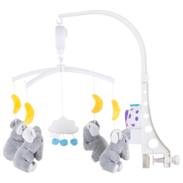 Carusel pentru pătuc Chipolino Animals Little Elephants MILS02107LE White 0+ photo 1