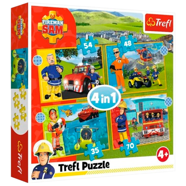 Puzzle Trefl Brave Fireman Sam (34387) Количество деталей: 207, Рекомендуемый возраст: 4+ photo 1