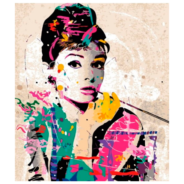 Pictură pe numere PRC Audrey Hepburn in stil pop art 03451 50 x 40 cm, Pânză photo 1