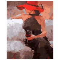Pictură pe numere PRC Doamnă cu un pahar de vin 03529 50 x 40 cm, Pânză