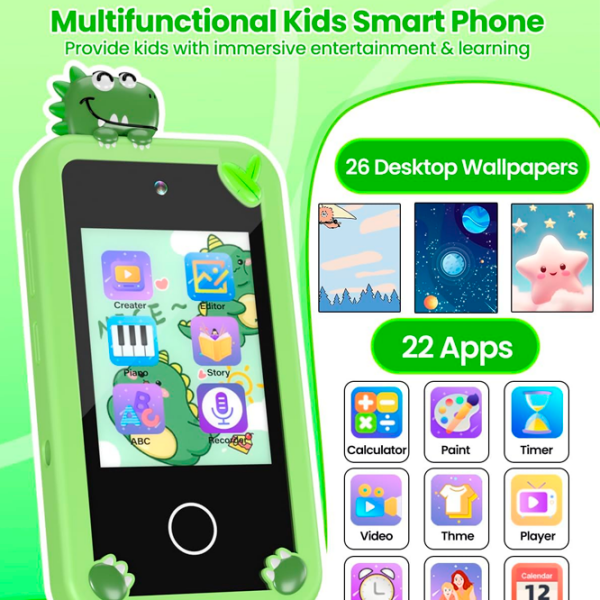 Jucărie interactivă Cute Pet Smart Phone PI Plus Dinosaur Green Pentru copii, 3+ photo 4