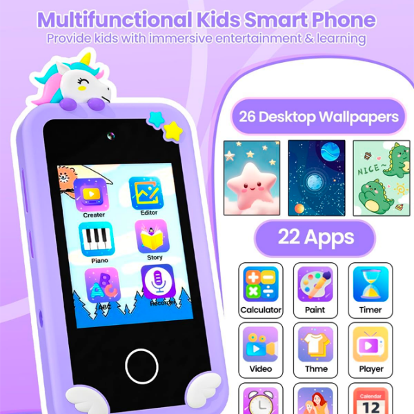 Jucărie interactivă Cute Pet Smart Phone PI Plus Unicorn Violet Pentru copii, 3+ photo 3