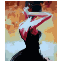 Pictură pe numere PRC Fata în rochie neagră 02782 50 x 40 cm, Pânză