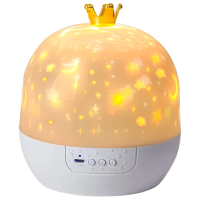 Proiector de stele Night Light Fantasy Crown 21in1 White Pentru copii, 1+