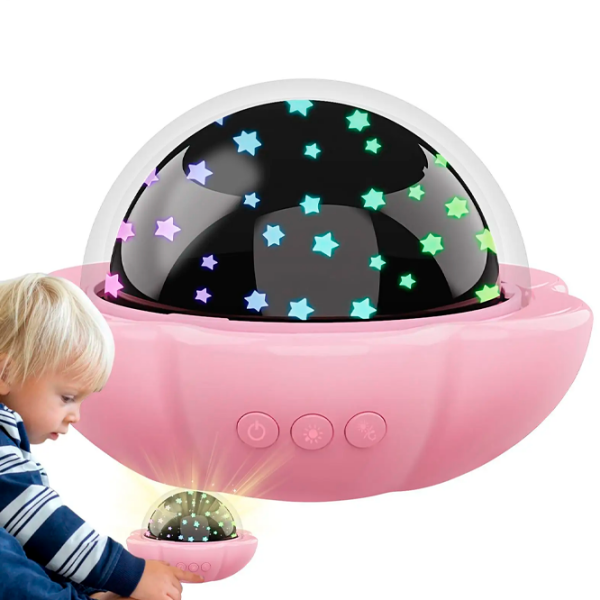 Proiector de stele Night Light Lucky Flower 2in1 Pink Pentru copii, 1+ photo 2