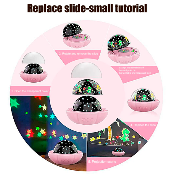 Proiector de stele Night Light Lucky Flower 2in1 Pink Pentru copii, 1+ photo 4