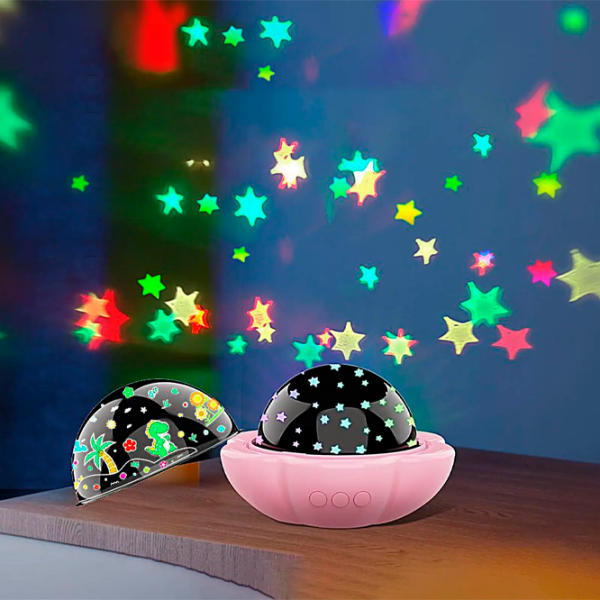 Proiector de stele Night Light Lucky Flower 2in1 Pink Pentru copii, 1+ photo 6