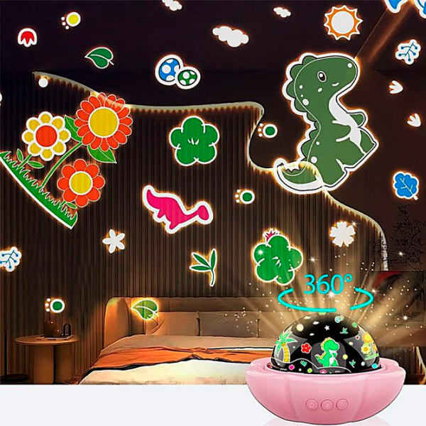 Proiector de stele Night Light Lucky Flower 2in1 Pink Pentru copii, 1+ photo 9