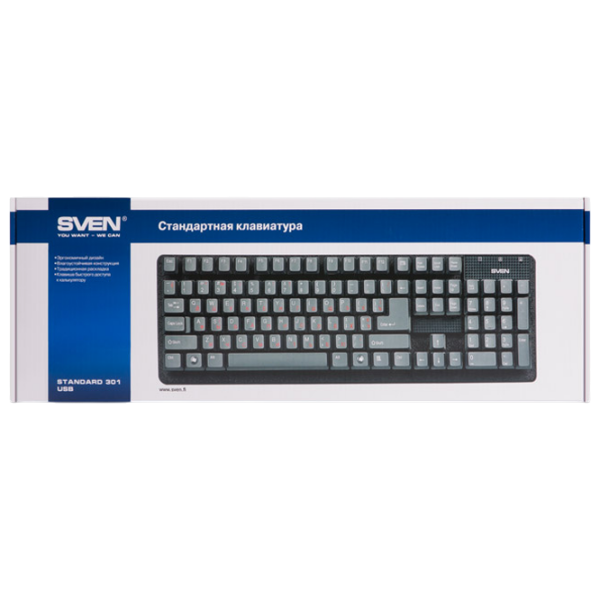 Tastatură Sven Standard 301 Black Home and Office, Cu fir photo 3