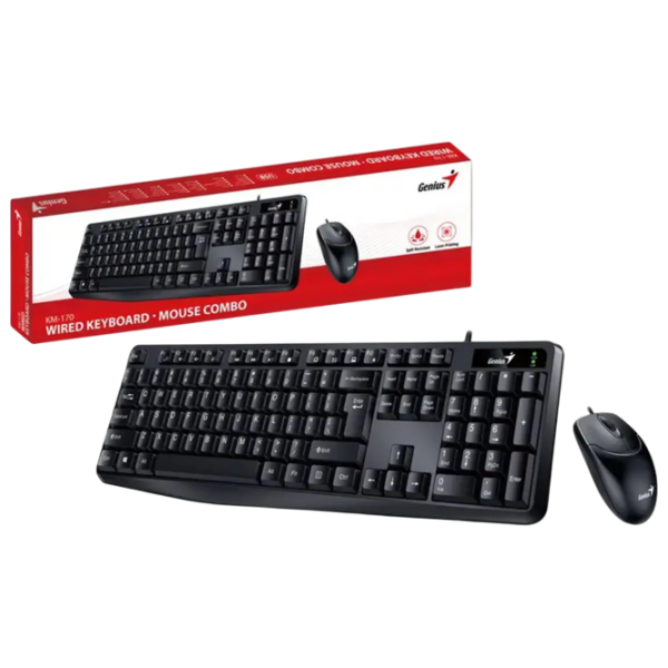 Клавиатура и Мышь Genius KM-170 Черный Для дома и офиса, Проводная photo 2