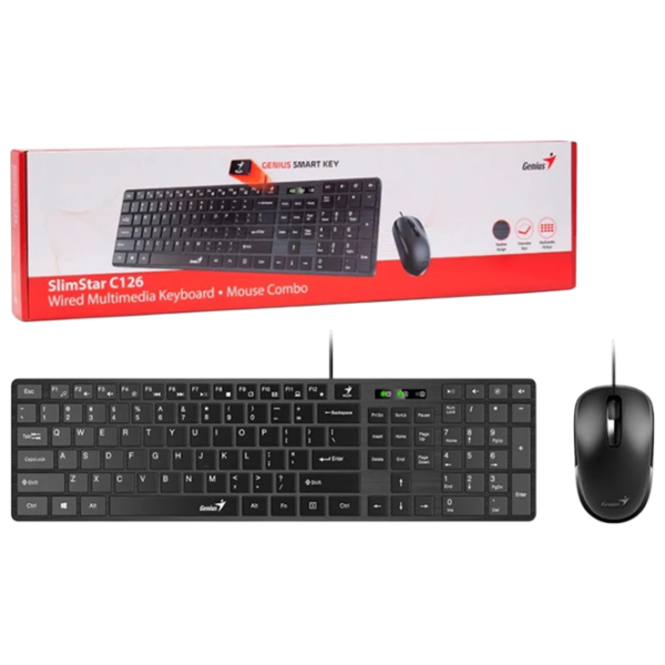 Клавиатура и Мышь Genius SlimStar C126 Черный Для дома и офиса, Проводная photo 4