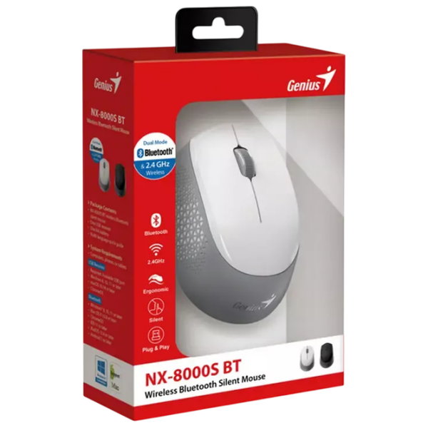 Мышь Genius NX-8000S BT Белый Беспроводные, 1200 dpi photo 5