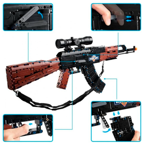 Constructor CaDa AK47 Assault Rifle Black Numărul de piese 738, 8+ photo 5