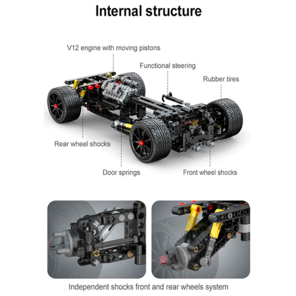 Constructor CaDa APE Super-Car Red Numărul de piese 1823, 8+ photo 7