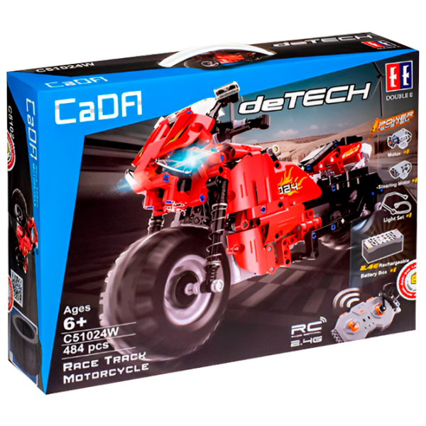 Constructor cu telecomandă CaDa Race Track Motorcycle Red Numărul de piese 484, 6+ photo 1