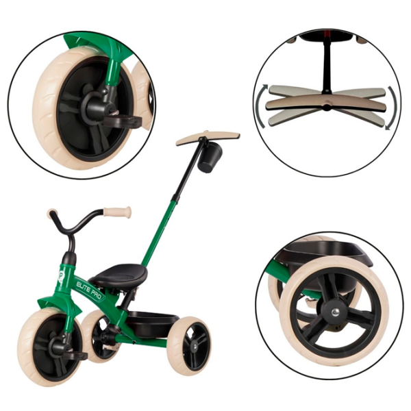 Triciclu Qplay Elite Pro Green  Metal / Pentru copii photo 12