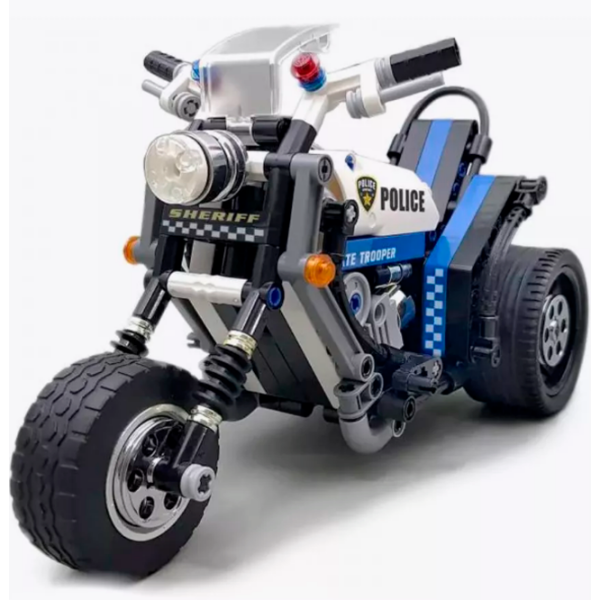 Constructor DeCool Pull Back Police Motorbike Black Numărul de piese 284, 6+ photo 5