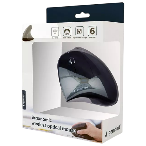 Мышь Gembird MUSW-ERGO-01 Черный Беспроводные, 1600 dpi photo 7